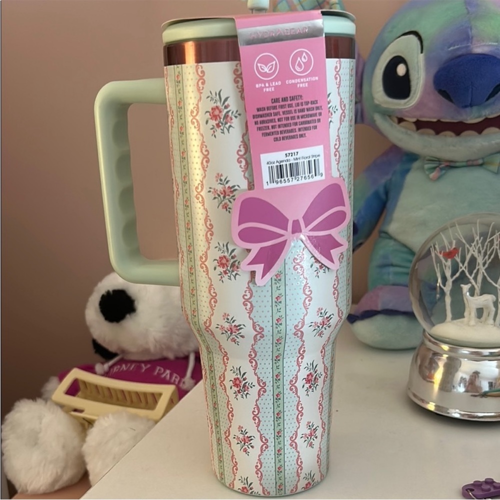Floral Water Bottle - Mint and Pink - Picture 7 of 11